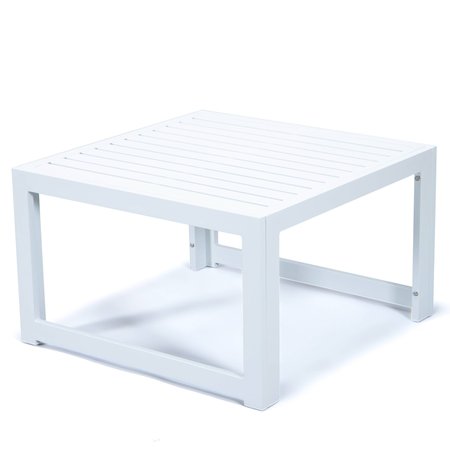 LEISUREMOD Chelsea Patio Coffee Table With White Aluminum CT30W